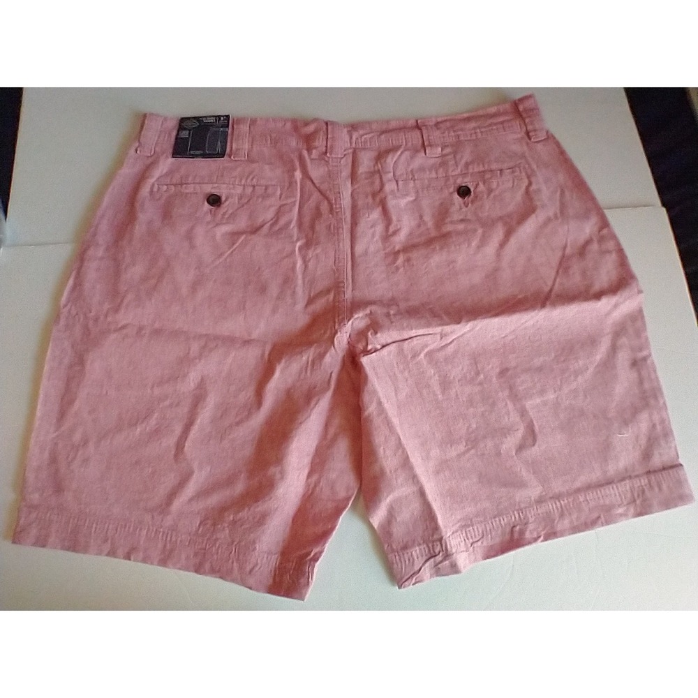 St Johns Bay Men Linen Blend Shorts 38‎ Pink Flat Front Chino - Picture 2 of 6